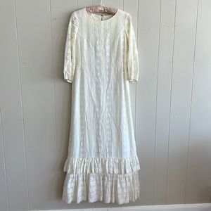 VINTAGE Boho Prairie Handmade Lace Maxi Dress!
